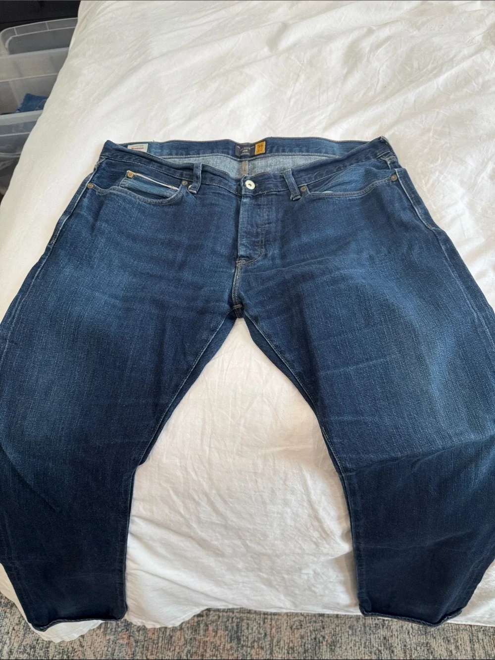 J Crew Men's Dark Blue Denim Jeans Slim Fit,Style 484,36 X 32 Button Fly